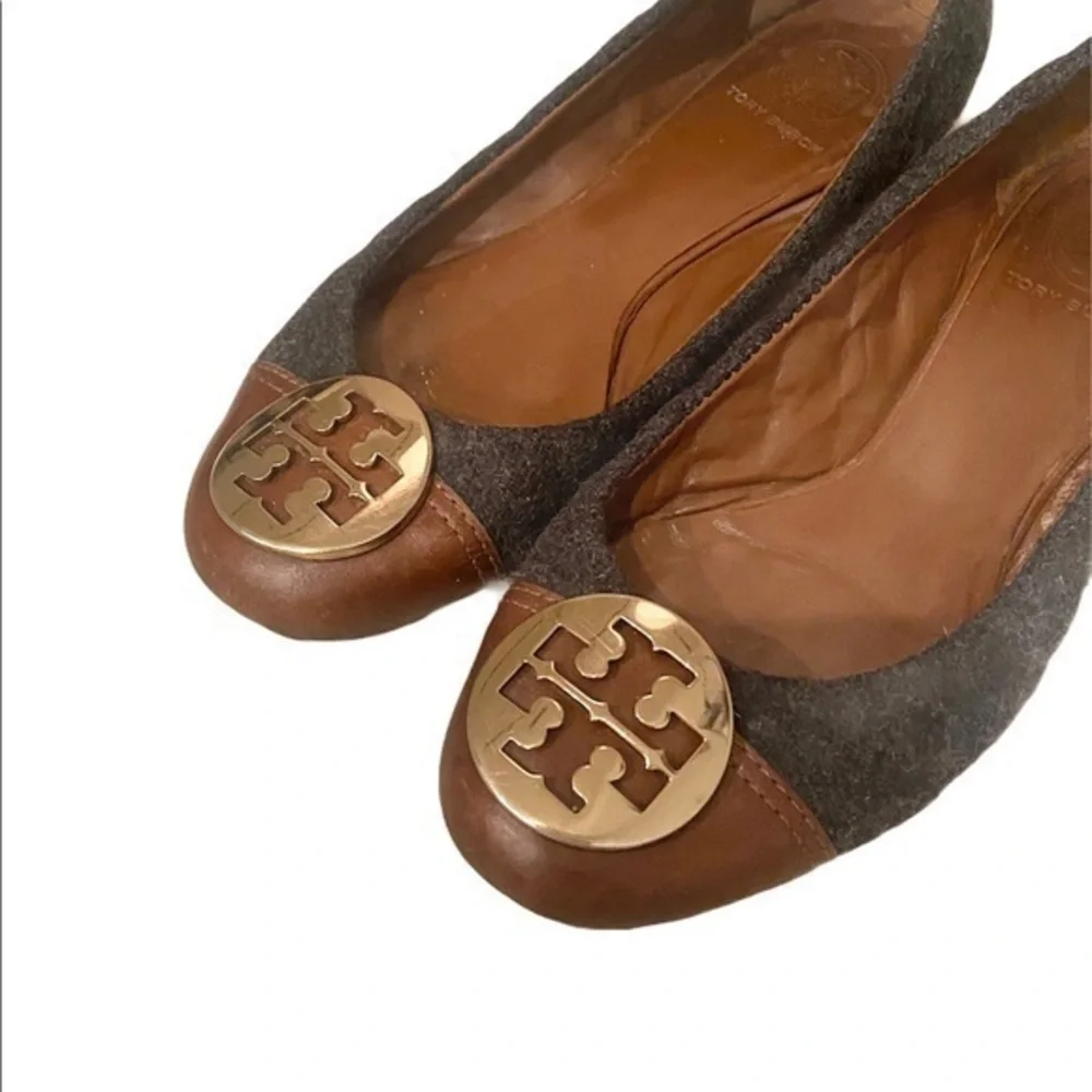 Tory Burch Parker Ballet‎ Gray Brown Wool Slip On Flats